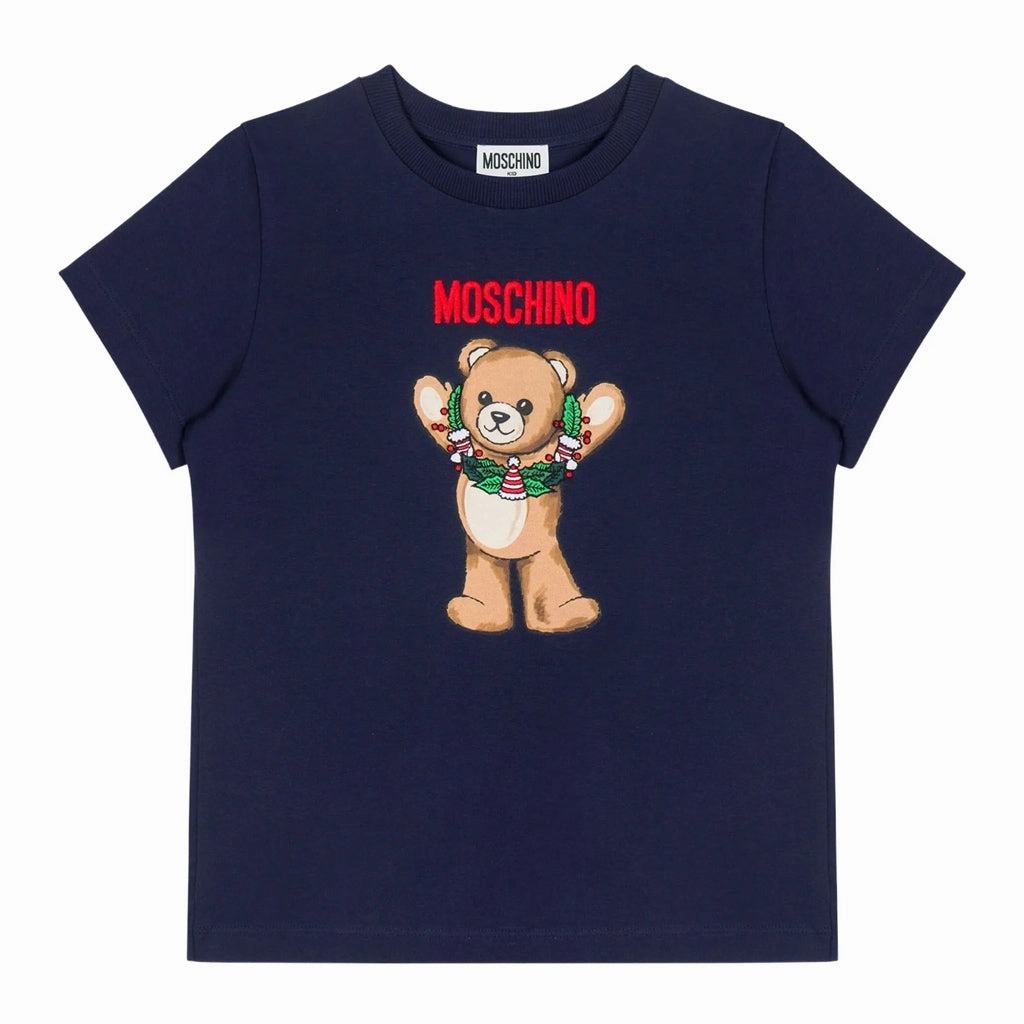 Moschino Kids Teddy Bear Print T-shirt UVProtectionFinish Micro Perforated Fabric