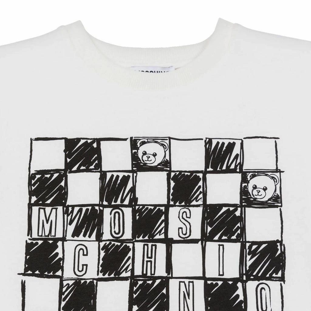 Moschino Kids Teddy Chessboard Maxi T-shirt Minimalist Stitching Outdoor Trend Look