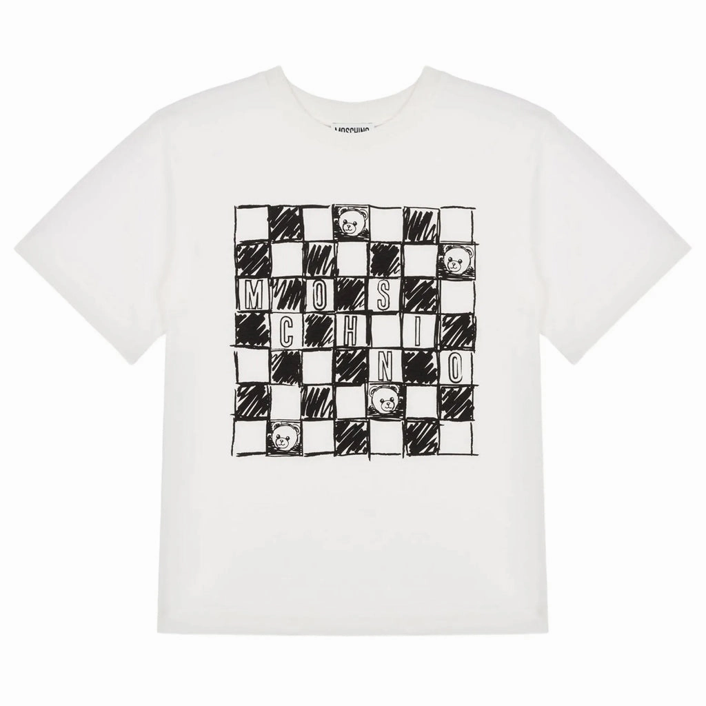 Moschino Kids Teddy Chessboard Maxi T-shirt Relaxed and Easy