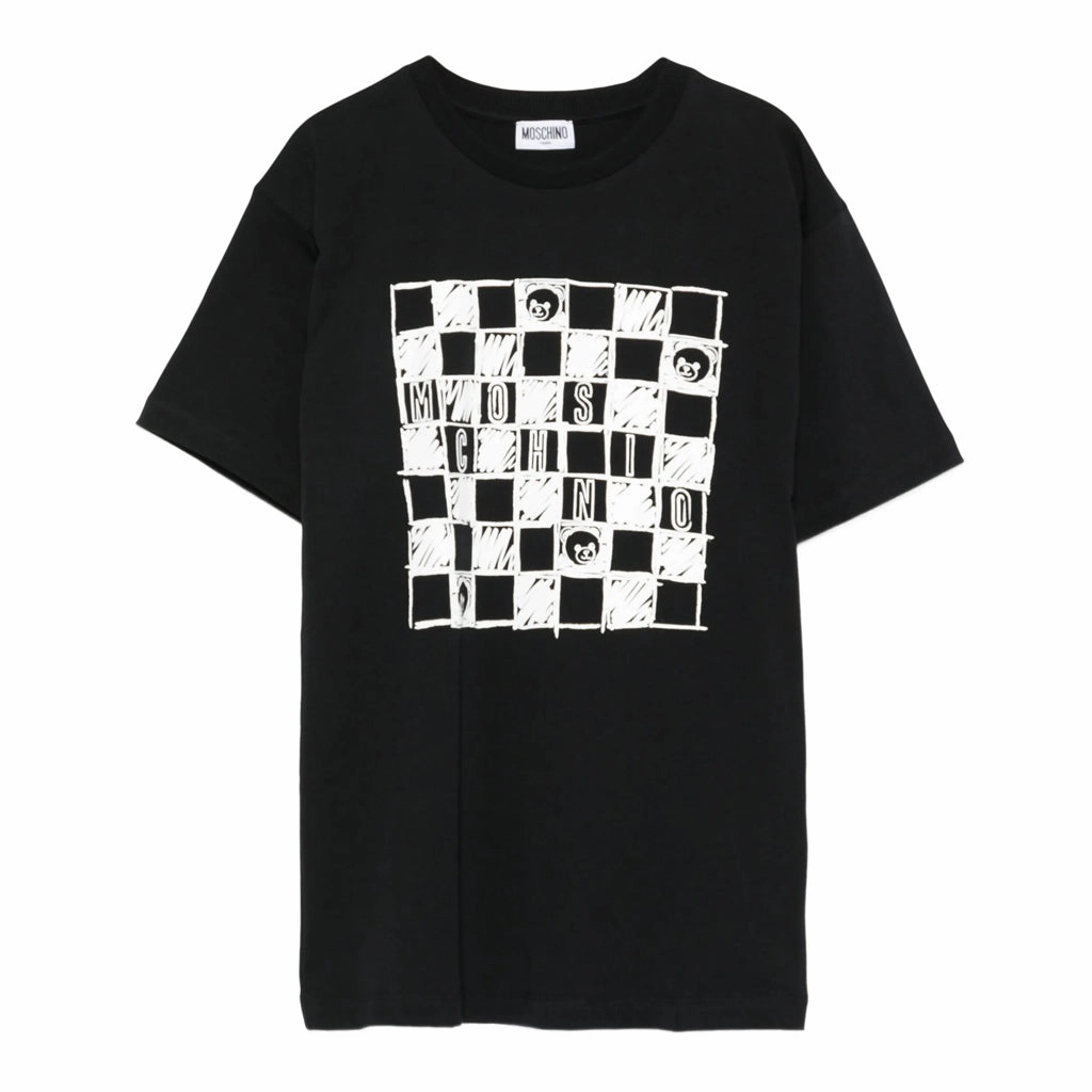 Moschino Kids Teddy Chessboard Maxi T-shirt Low Impact Dye