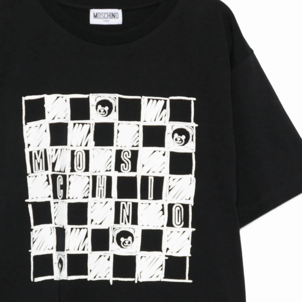 EthicalProduction Practical Comfort Moschino Kids Teddy Chessboard Maxi T-shirt