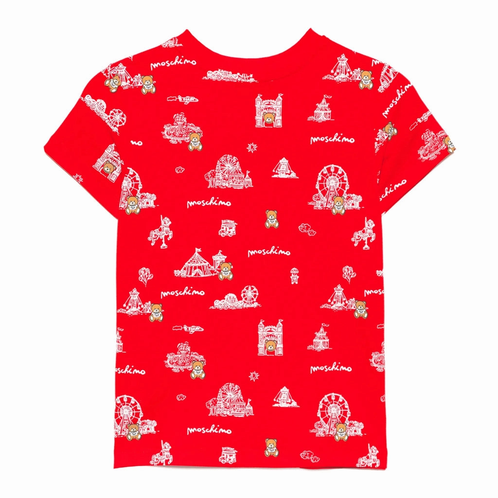 Trendy All-Day DoubleStitched Seams Moschino Kids Teddy Graphic All-Over T-shirt