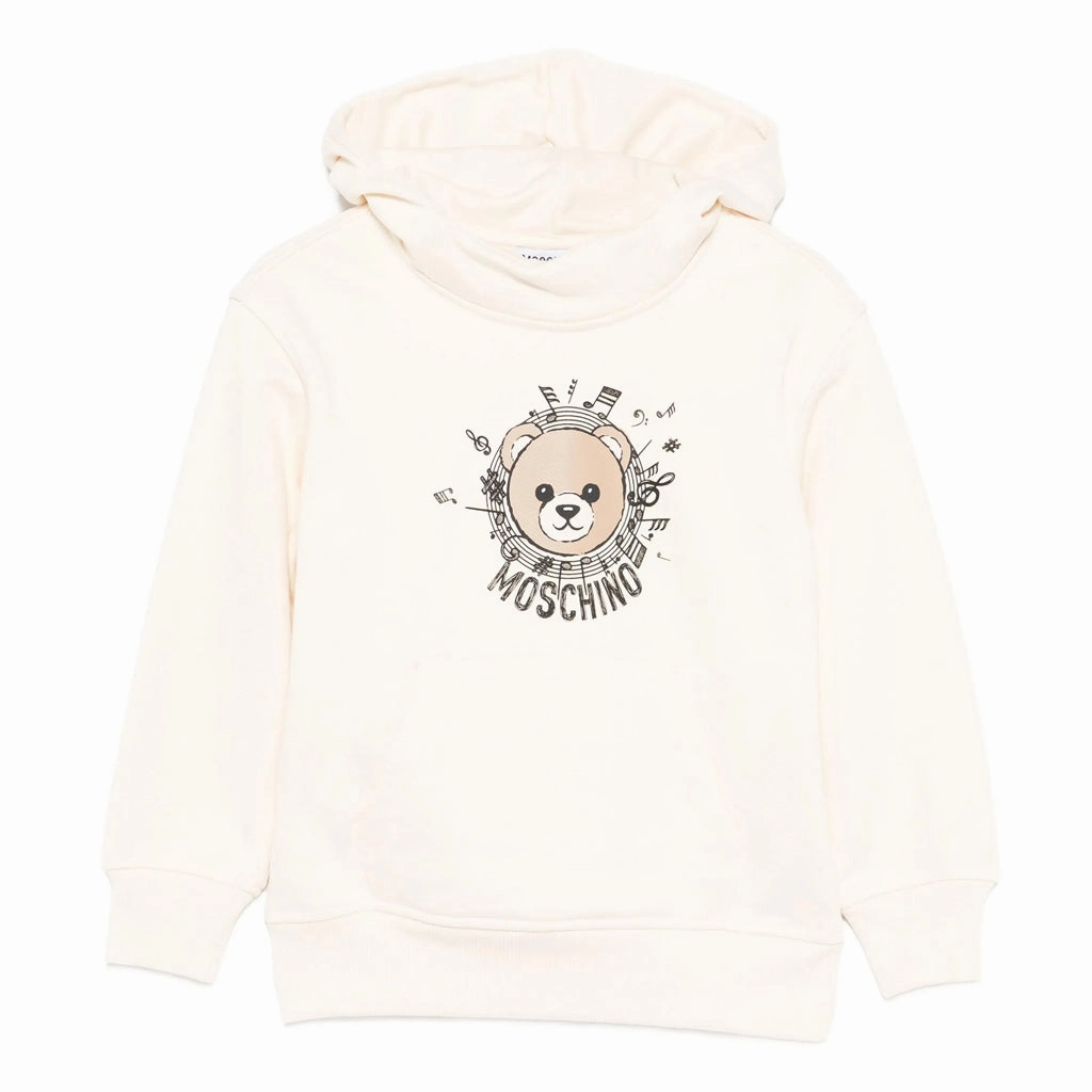 Moschino Kids Teddy Graphic Hooded Sweatshirt Quick Dry Technology Earthy Tone Colorways