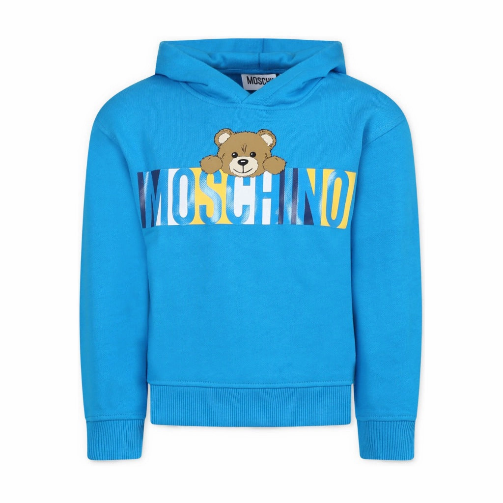 LightReflective Moschino Kids Teddy Logo Hooded Sweatshirt