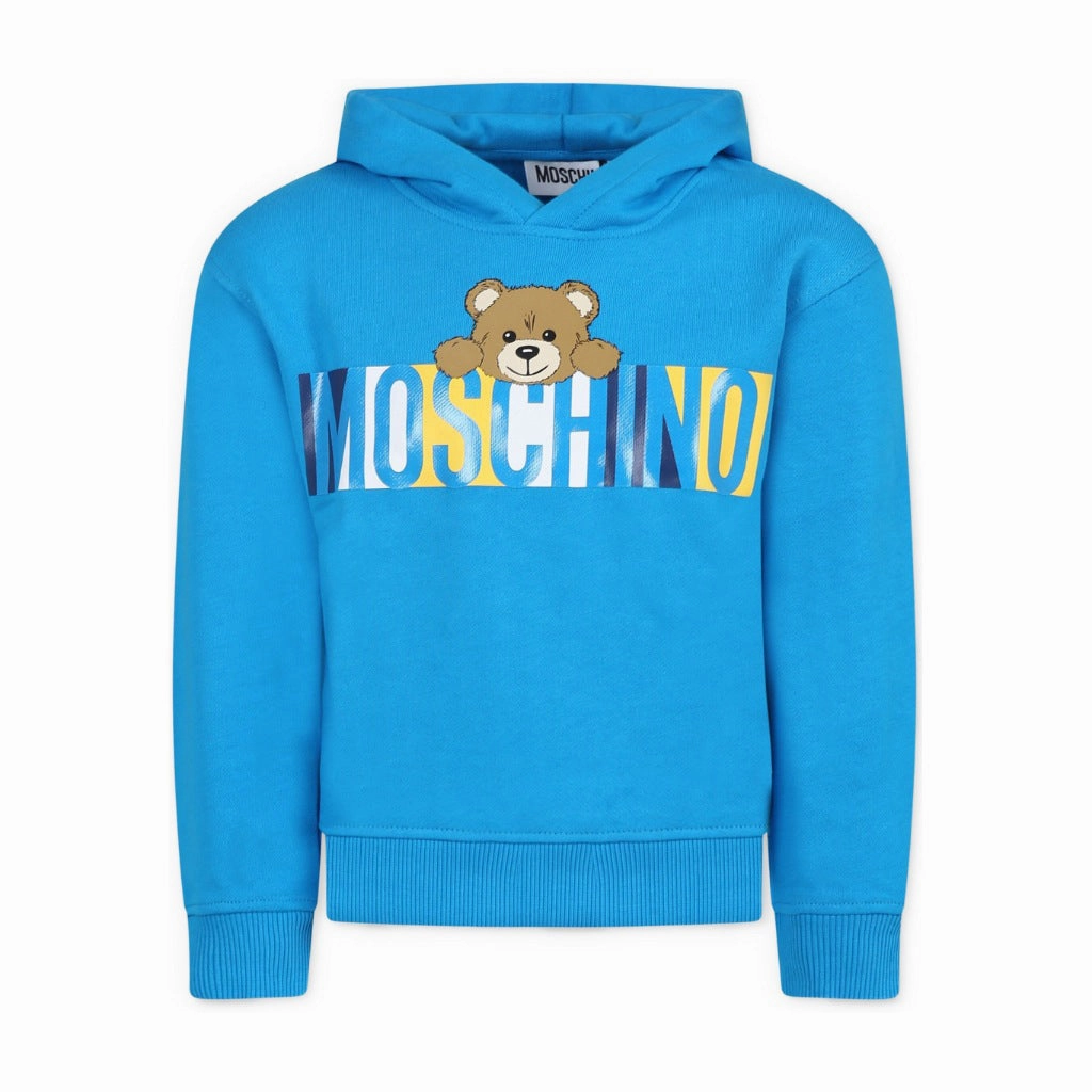 Moschino Kids Teddy Logo Hooded Sweatshirt CompressionFit Circular Knit Technique