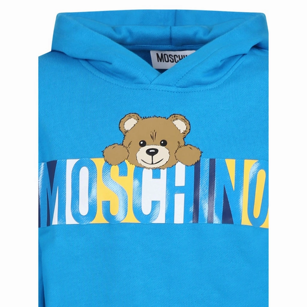 ThermalInsulation Friction Resistant Edges Moschino Kids Teddy Logo Hooded Sweatshirt