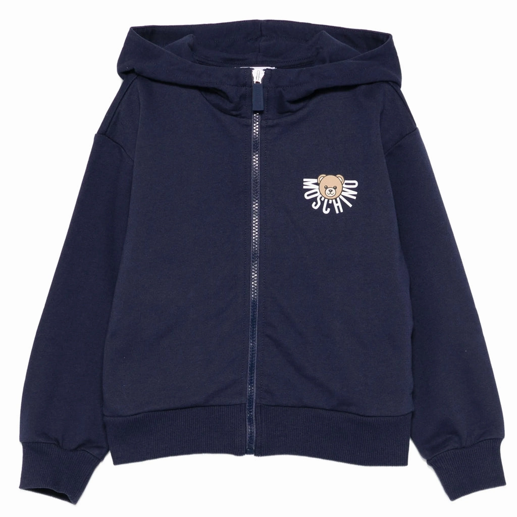 Moschino Kids Teddy Logo Hooded Sweatshirt Weatherproof Zippers