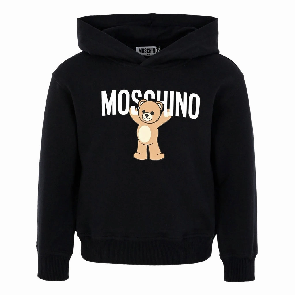 Moschino Kids Teddy Logo Hooded Sweatshirt Summer Wardrobe Flatlock Seam