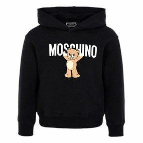 Airy Mesh Lining AntiStaticTreatment Moschino Kids Teddy Logo Hooded Sweatshirt