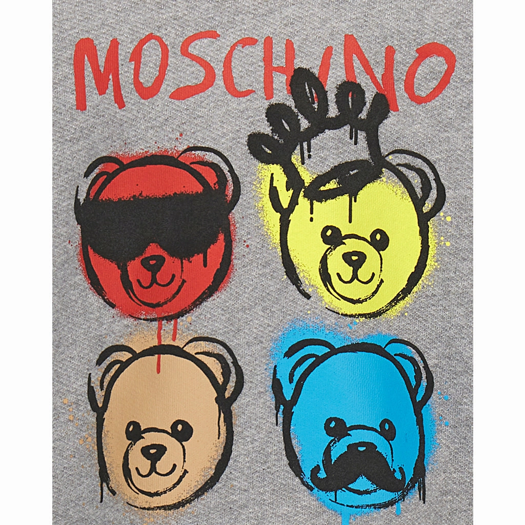 Comfortable Design Hidden Pocket Design Moschino Kids Teddy Logo Hooded Sweatshirt