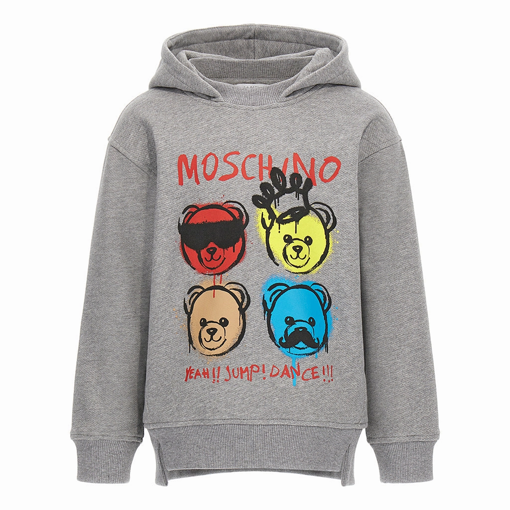 Soft Knit Moschino Kids Teddy Logo Hooded Sweatshirt