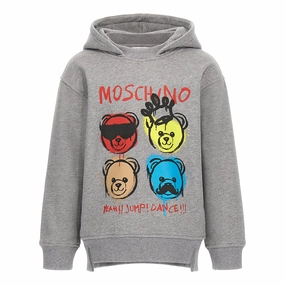 Soft Knit Moschino Kids Teddy Logo Hooded Sweatshirt