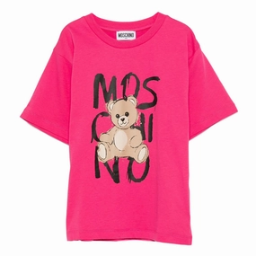 Distressed Hem Finish Moschino Kids Teddy Logo Maxi T-shirt