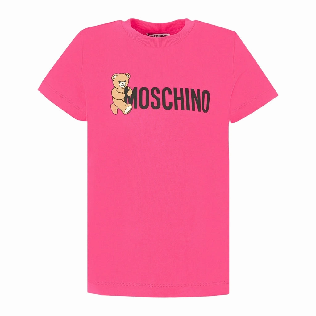Reinforced Hemline Comfortable Stretch Moschino Kids Teddy Logo T-shirt