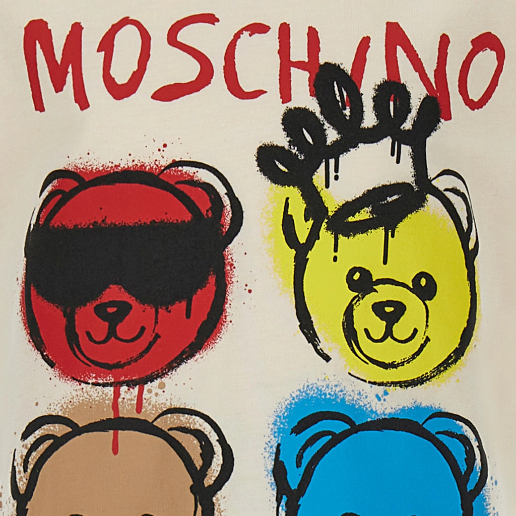 TaglessCollar Casual Flex Fit Moschino Kids Teddy Logo T-shirt