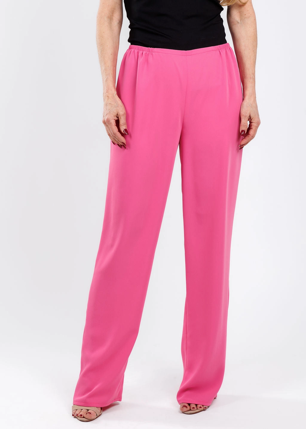 Odor Control Treatment Non slip grip Matte Crepe Straight Leg Pants - Pink