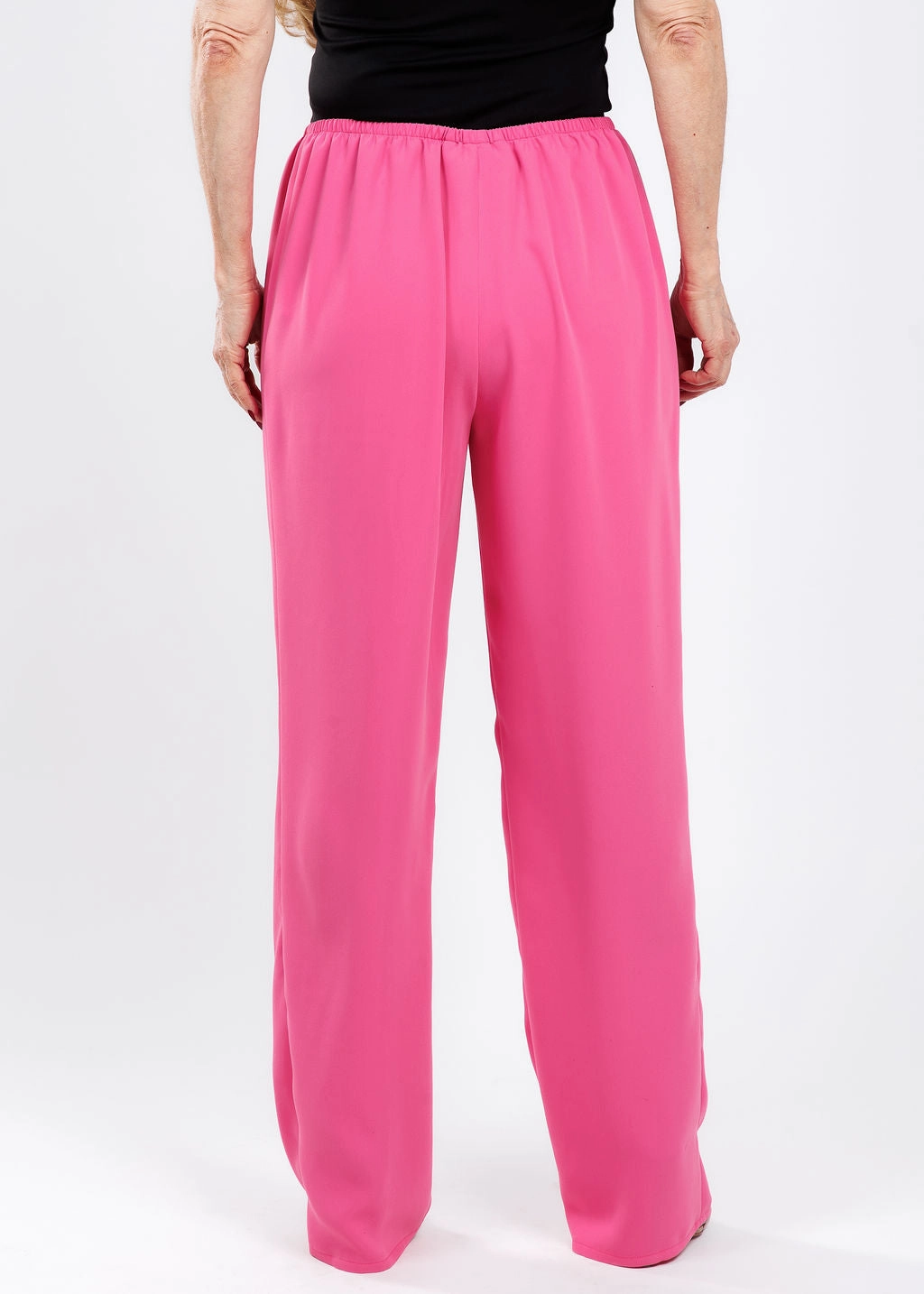 Non Binding Waist Low Rise Fit Matte Crepe Straight Leg Pants - Pink