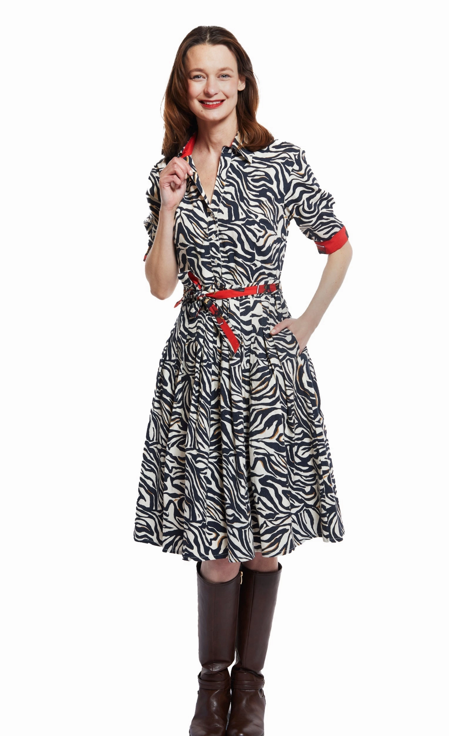 foldable Street Style Mrs Maisel Dress - Black And White Zebra Print