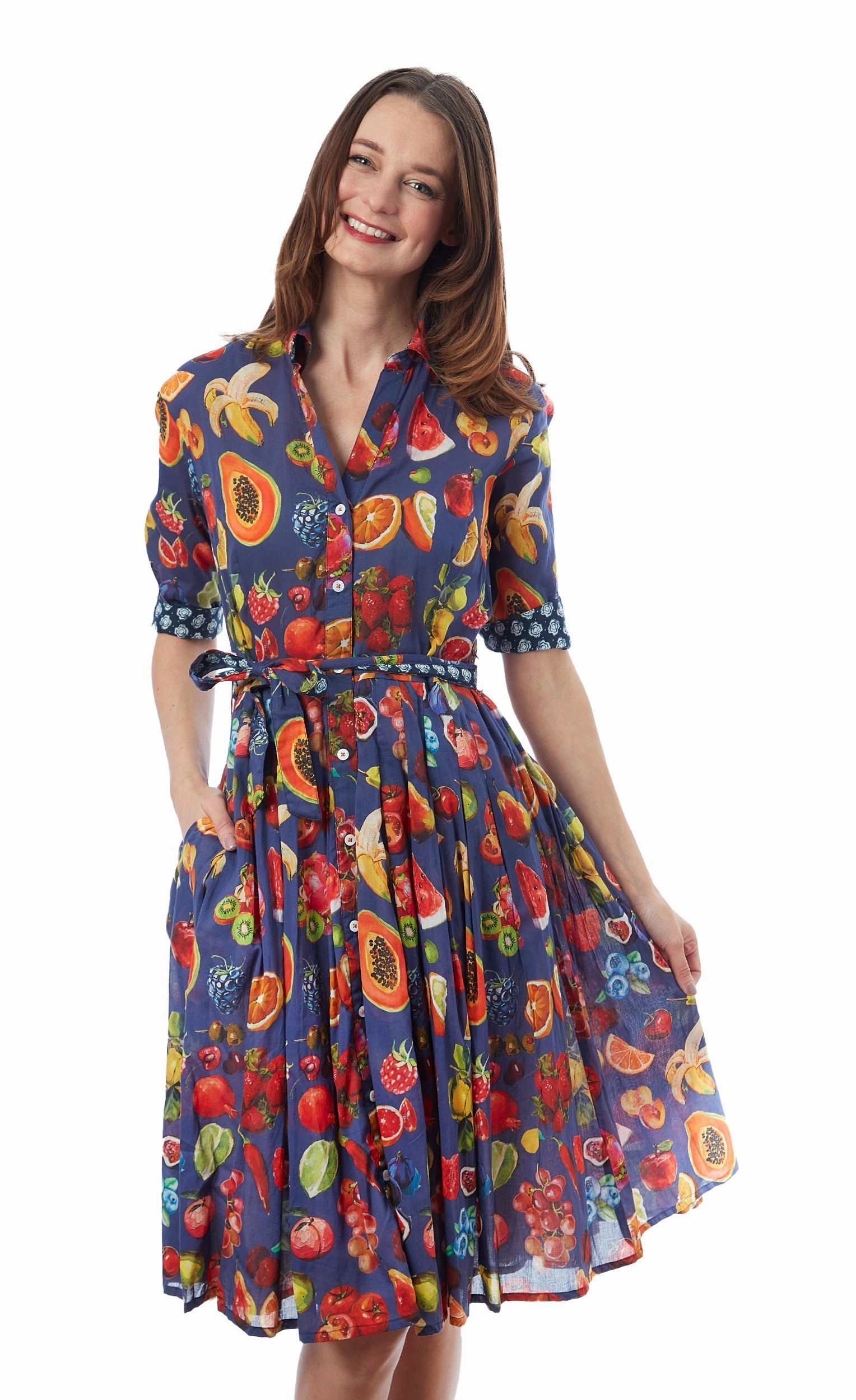 Mrs Maisel Dress - Fruit Print Dropped-Waist Chic and Flattering