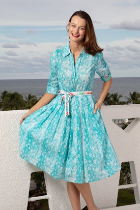 Youth Charm Mrs Maisel Dress - Turquoise White Letters Natural
