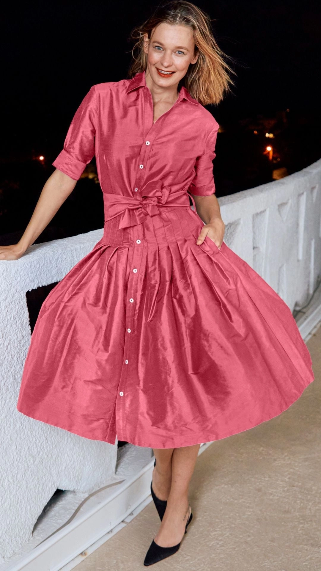 Mrs Maisel Silk Dress - Pink Calm Silhouette Chill Style