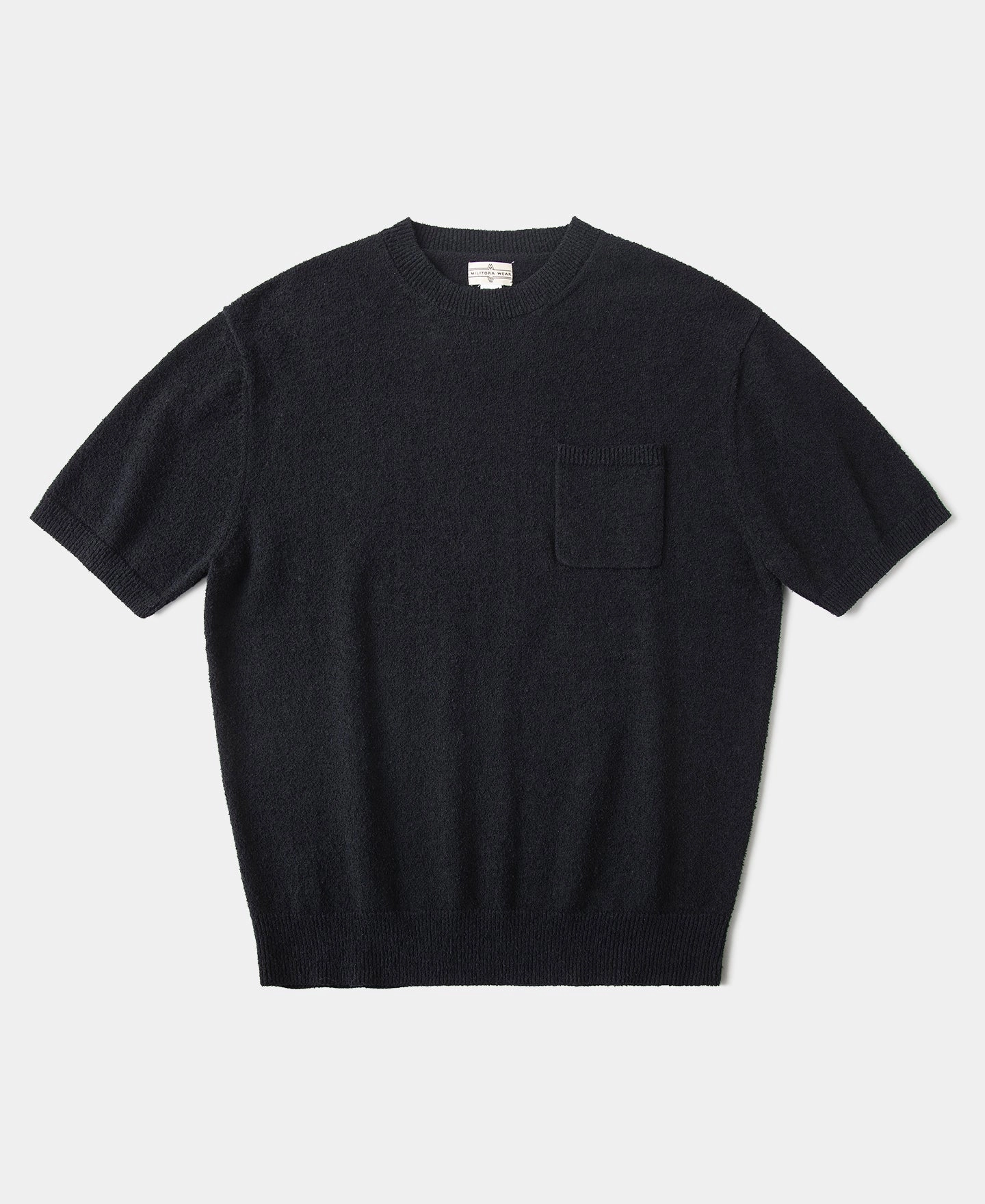 Lot 918 1940s Cotton-Blend Boucl?? Pocket T-Shirt - Black Active Design Wear