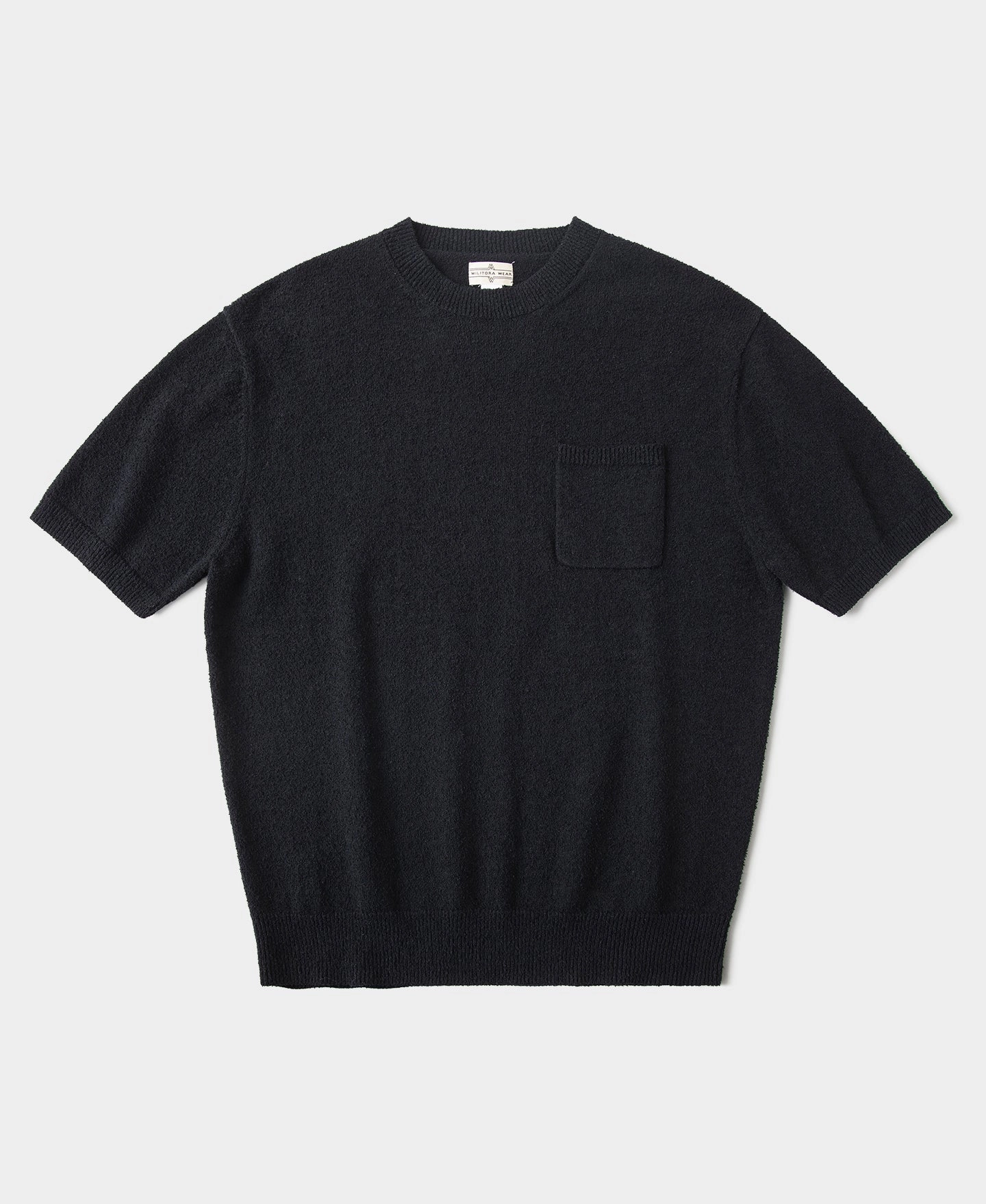 Lot 918 1940s Cotton-Blend Boucl?? Pocket T-Shirt - Black Comfy Casual Wear