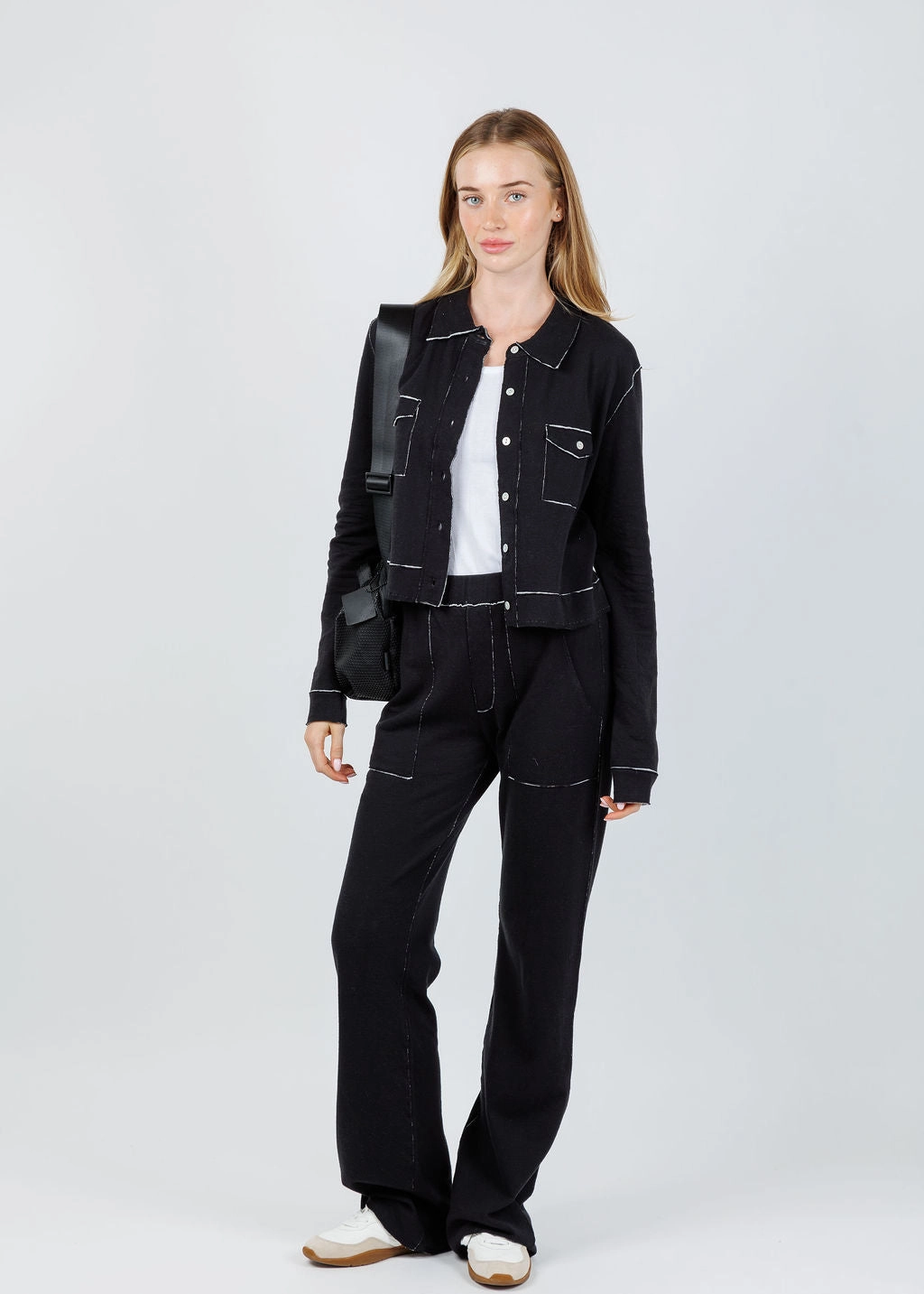 Serena Double Face Jacket - Black/Gray Heather Tear Resistant Weave Seam Sealed Construction