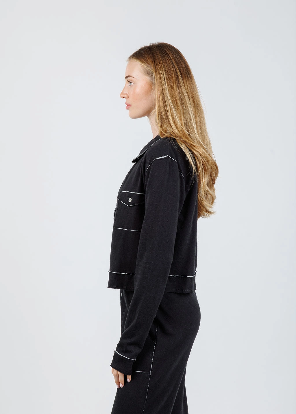 Serena Double Face Jacket - Black/Gray Heather Recycled Polyester Blend Cold Outfit