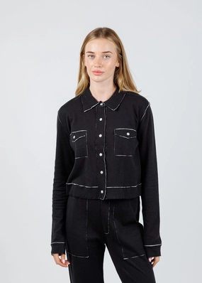 Layered Ventilation Panels Serena Double Face Jacket - Black/Gray Heather