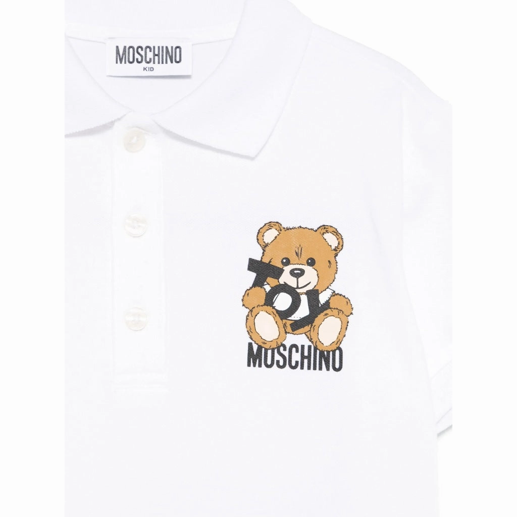 Moschino Kids Toy Bear Polo-Shirt DoubleStitched Hem FlexibleNeckline