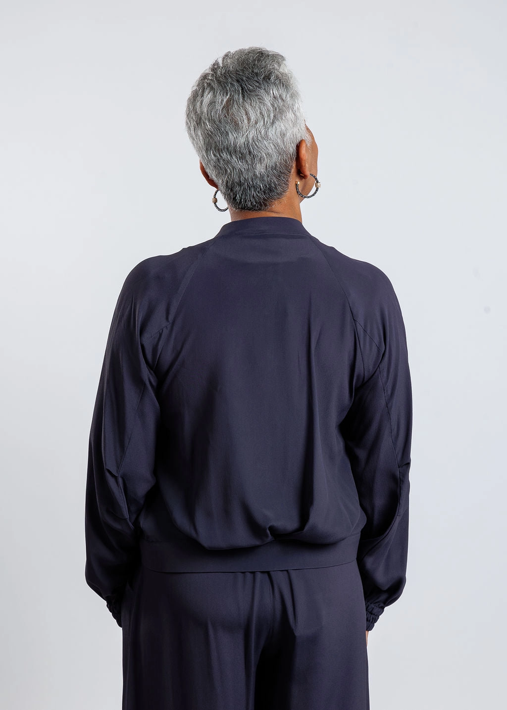 Grinta Crepe Jacket - Navy Contrast Stitch