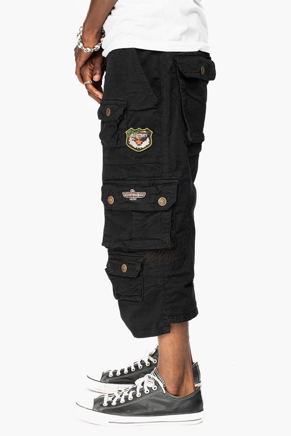 ORIGINAL ROBIN??S JEAN LIMITED EDITION CALL OF DUTY CARGO SHORT IN PURE BLK Temperature Regulating Fabric