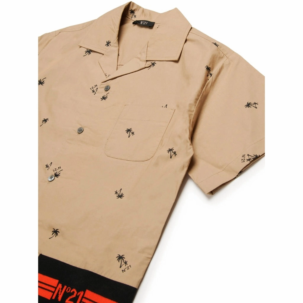 N??21 Kids Short Sleeve Shirt RibbedNeckline HighDensity Weave