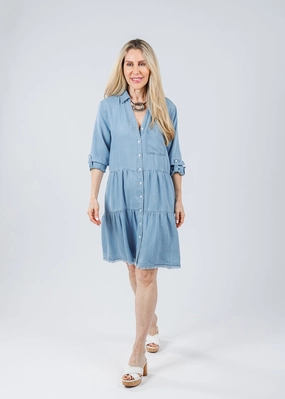 Nancy Dress - Medium Blue Cool Shape Wrinkle-Resistant