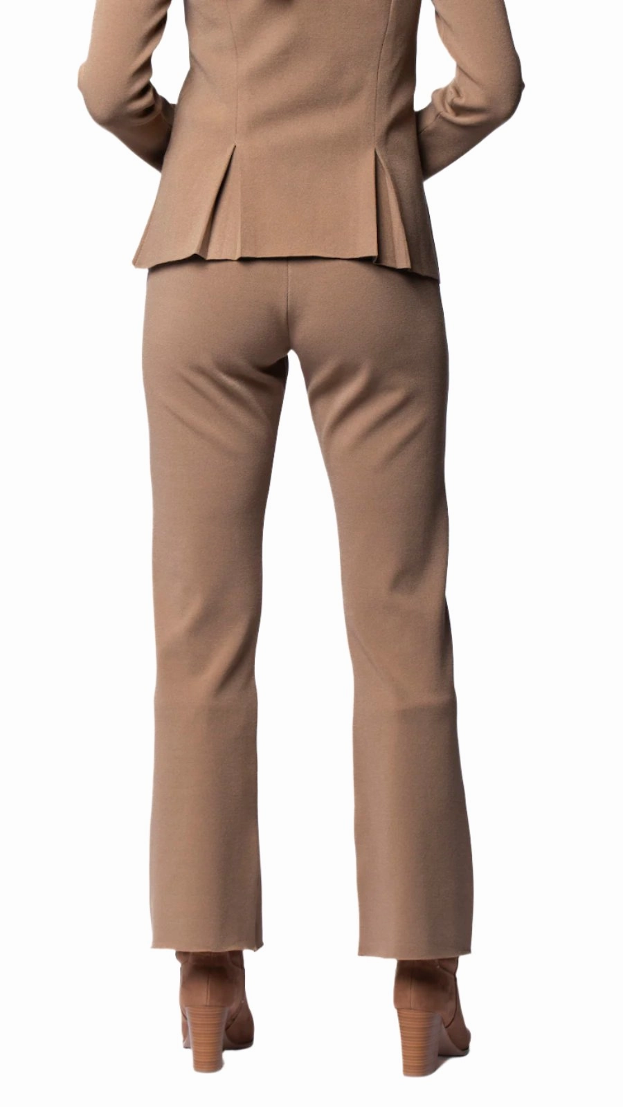 BreathableFabric MoistureWickingFabric Domenique Milano-Knit Boot Leg Pants - Mocha