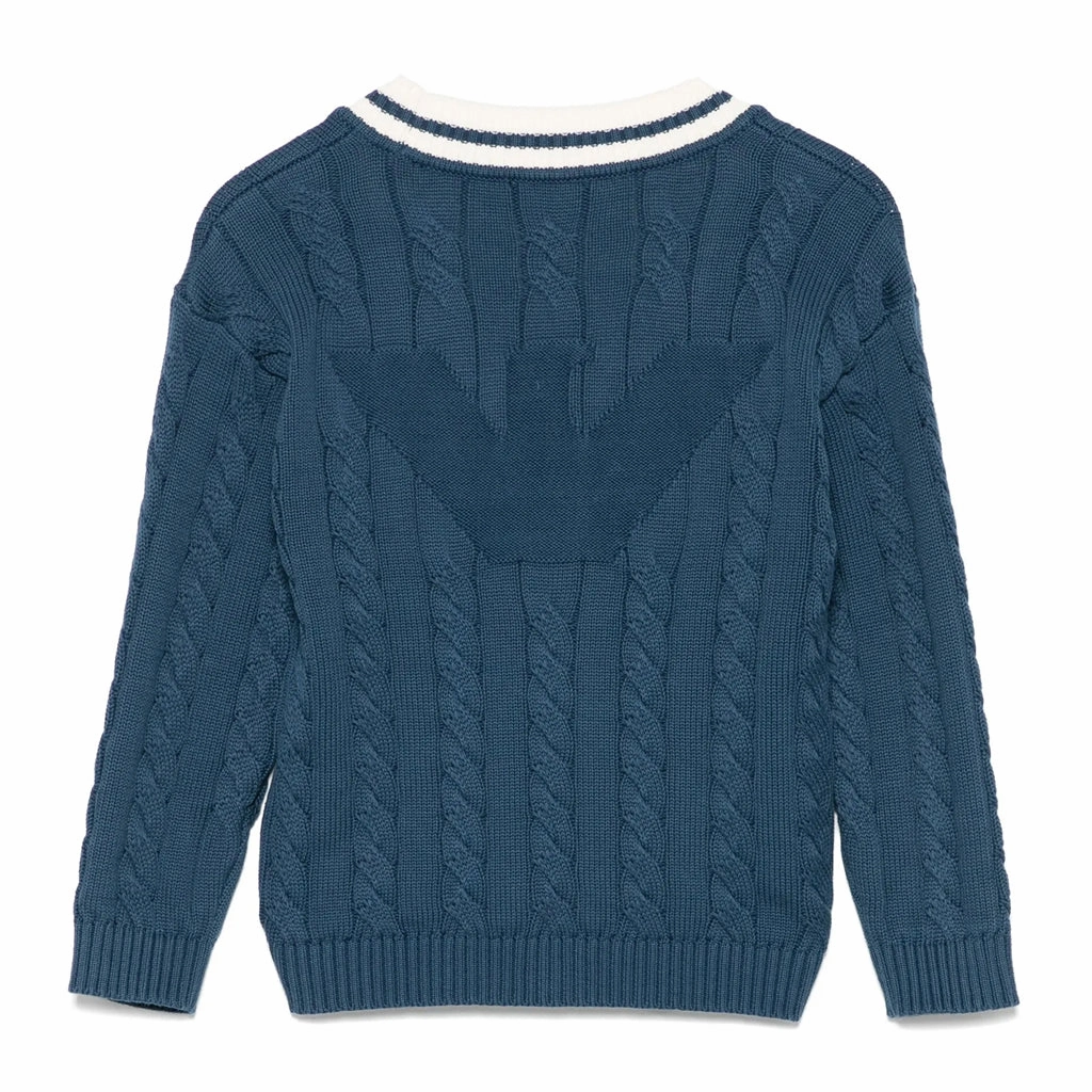 Emporio Armani Junior Cable Knit Cardigan Cuffs Adjust Multi Purpose Layer