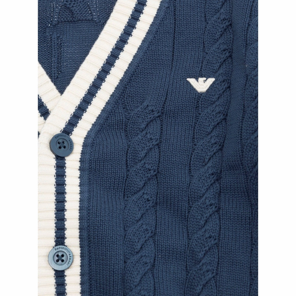 Heavyweight Warmth Hidden Ventilation Emporio Armani Junior Cable Knit Cardigan