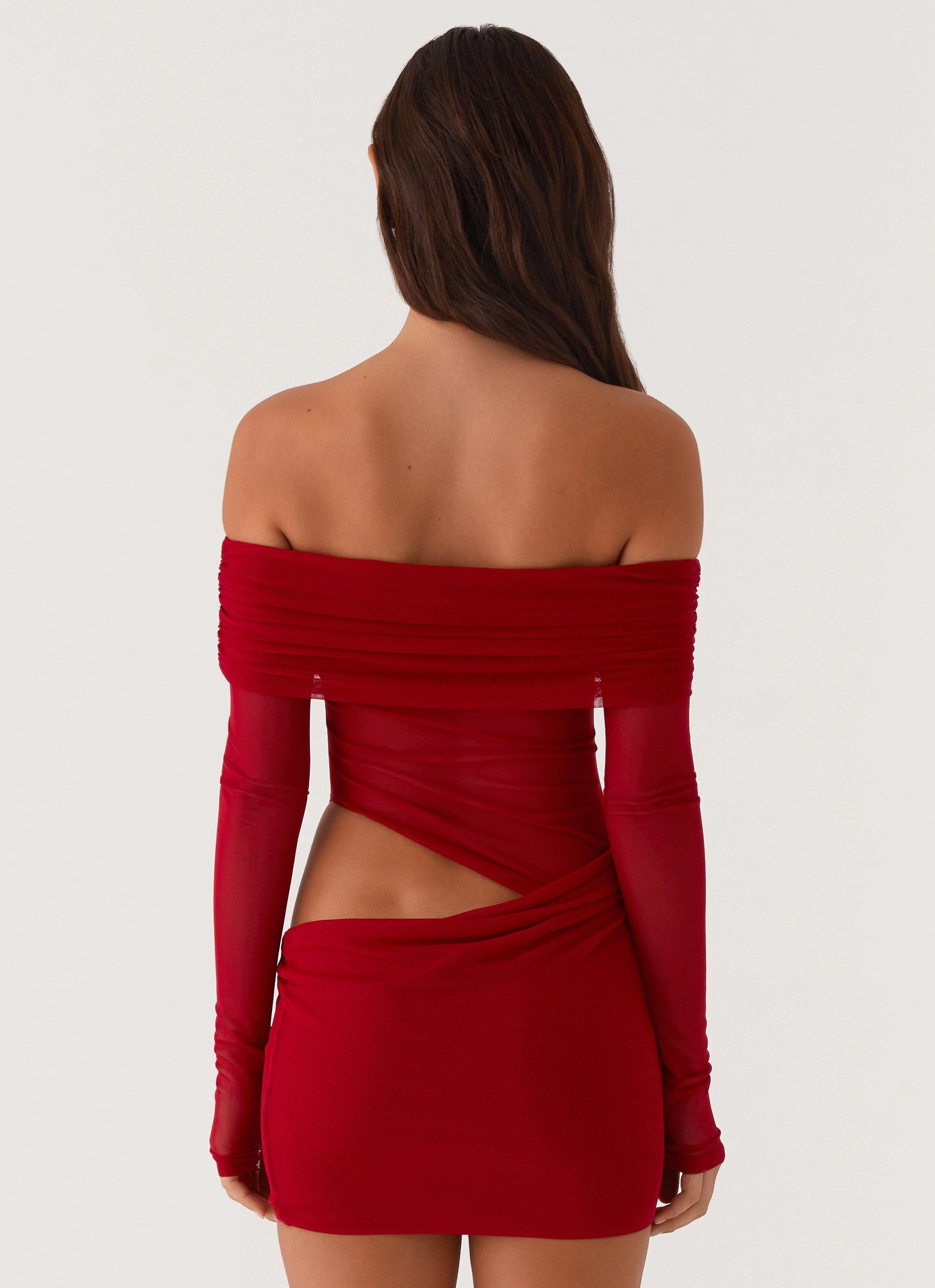 No Doubt Mini Dress - Red Textured Look