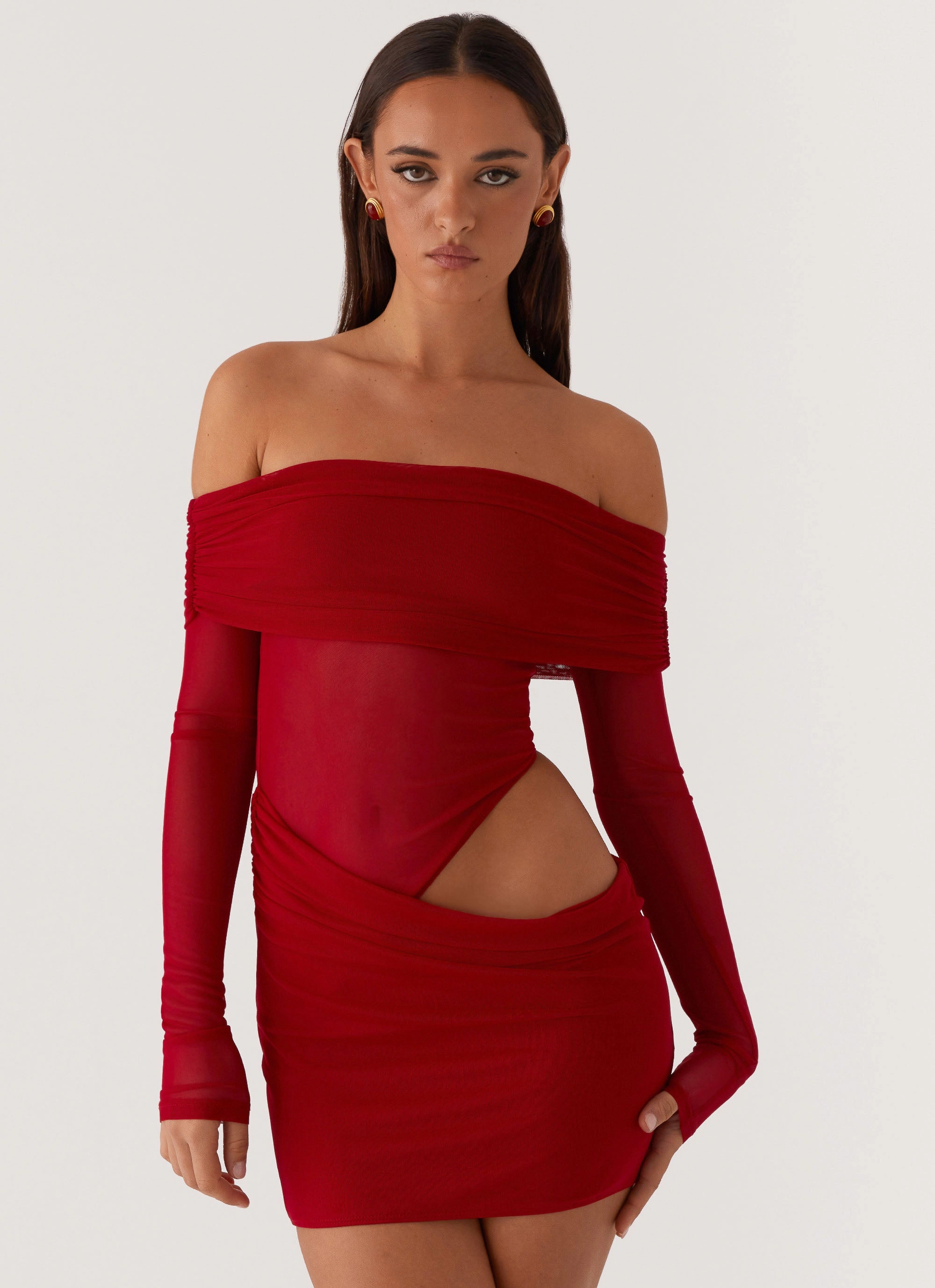 No Doubt Mini Dress - Red Matte Look