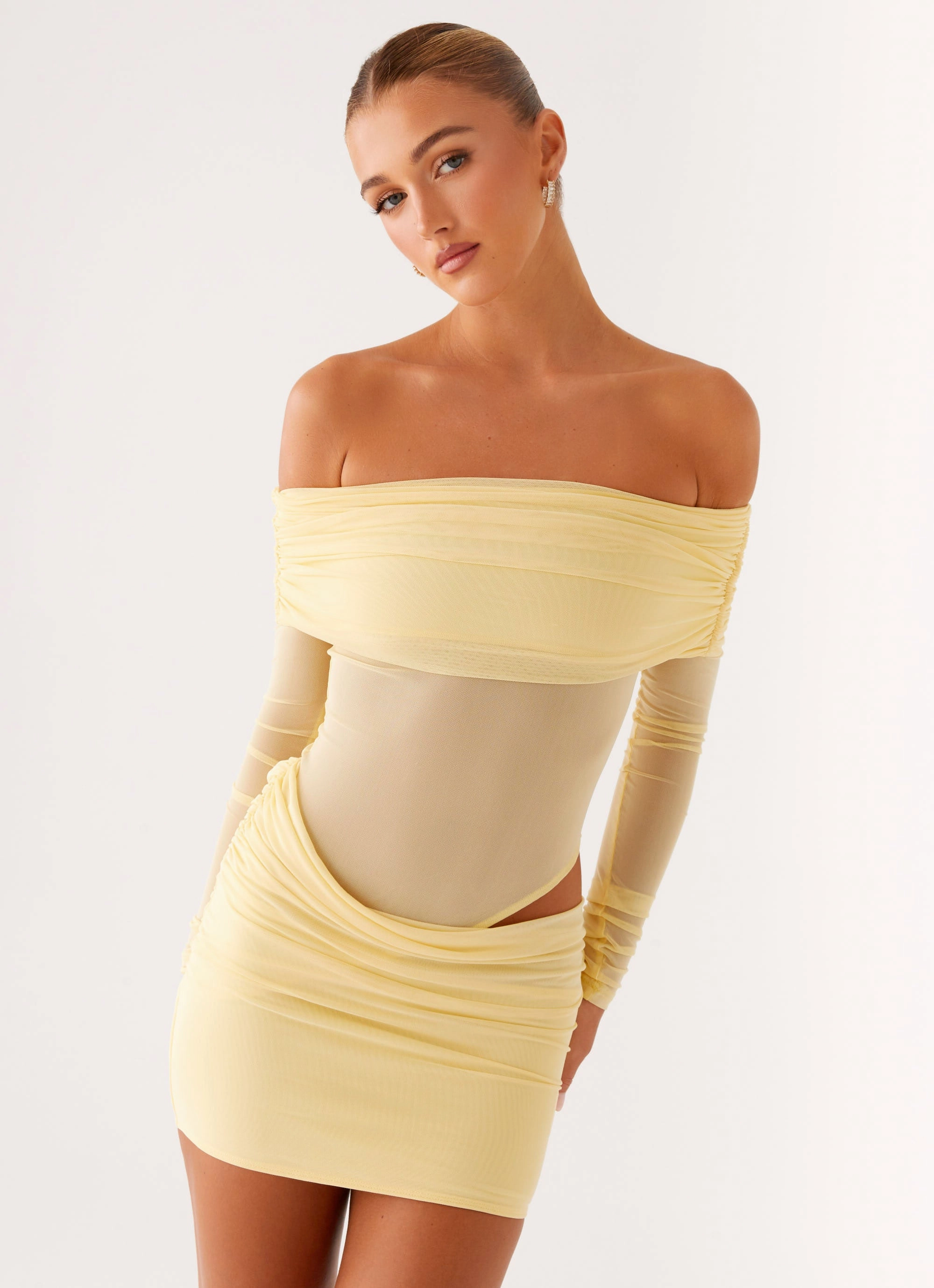 Contemporary Waist No Doubt Mini Dress - Yellow