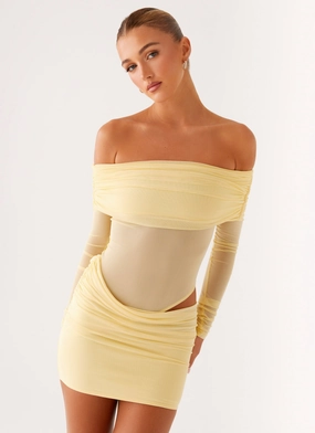 Contemporary Waist No Doubt Mini Dress - Yellow