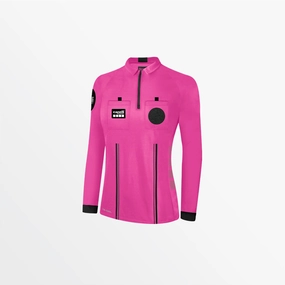 WOMEN'S OFFICIAL REFEREE 1/4 ZIP LONG SLEEVE JERSEY Multi Panel Cut Anti Slip Shoulder Padding