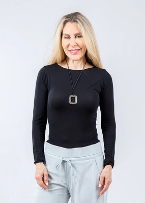 Solid Raw Edge High Neck Second Skin Top - Black Trendy Fashion Comfortable Layer