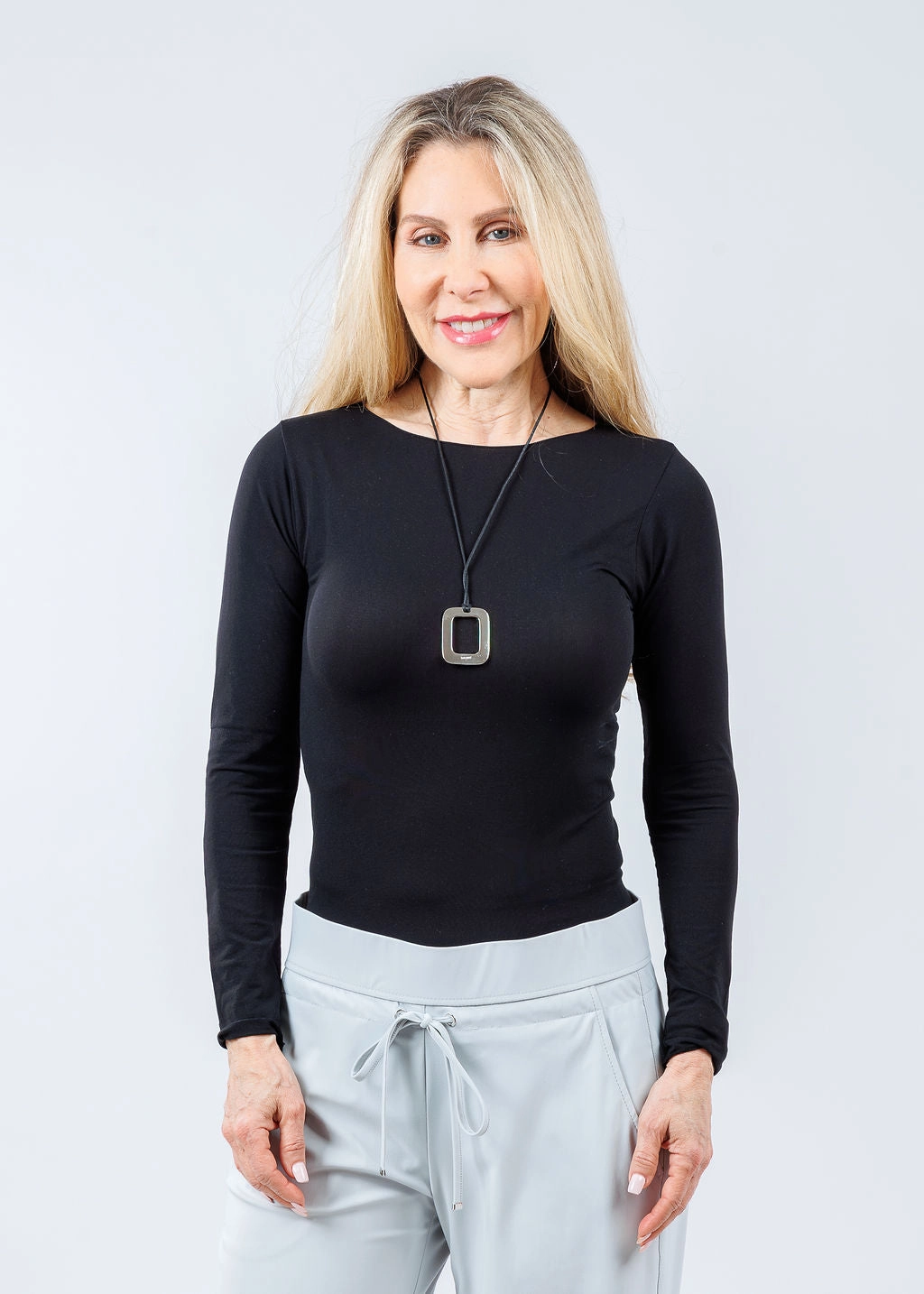 Solid Raw Edge High Neck Second Skin Top - Black Trendy Fashion Comfortable Layer