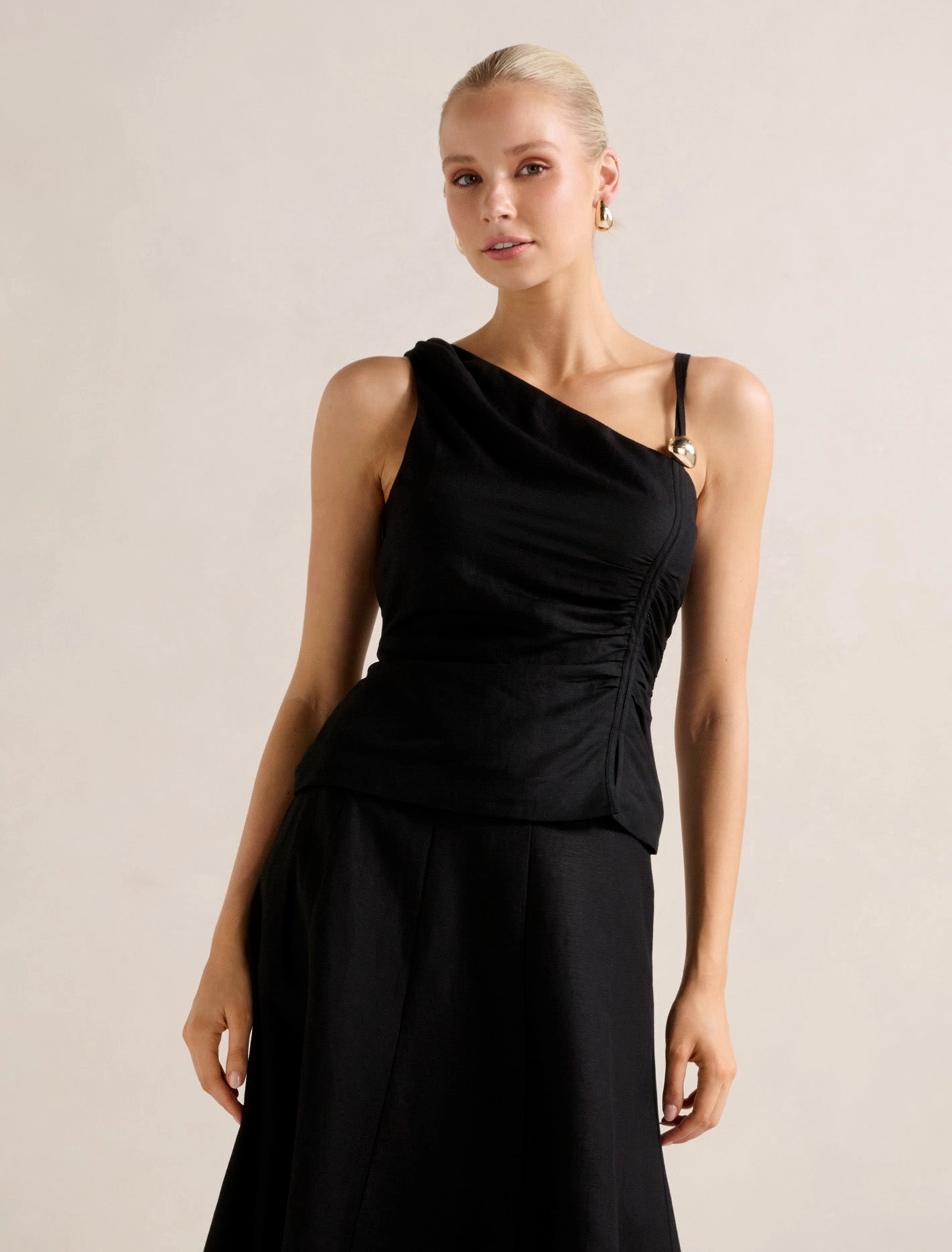 Lacey One Shoulder Top Microfiber Technology