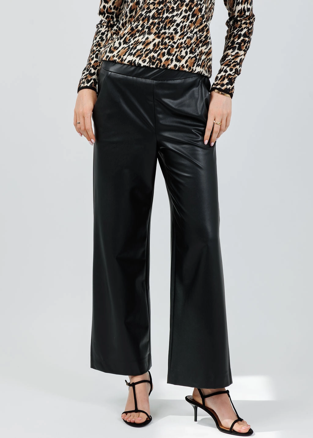 NonRestrictiveFit Quick Wear Palina 6/8 Vegan Leather Culotte Pants - Black