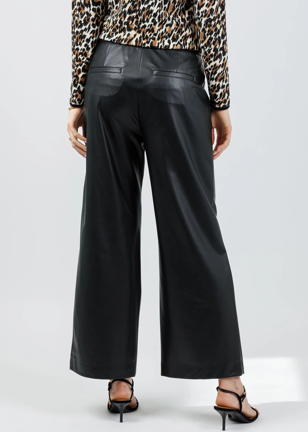 Palina 6/8 Vegan Leather Culotte Pants - Black Soft Touch Adaptable Fit