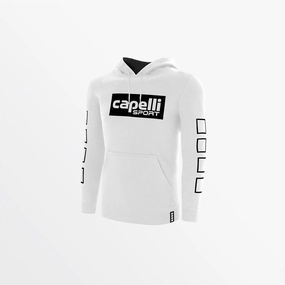 YOUTH FLEECE HOODIE WITH LOGO AND 4 CUBE SLEEVES Sun Protective Fabric