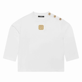 Balmain Kids Logo Fleece Sweatshirt AntiStaticInnerLining